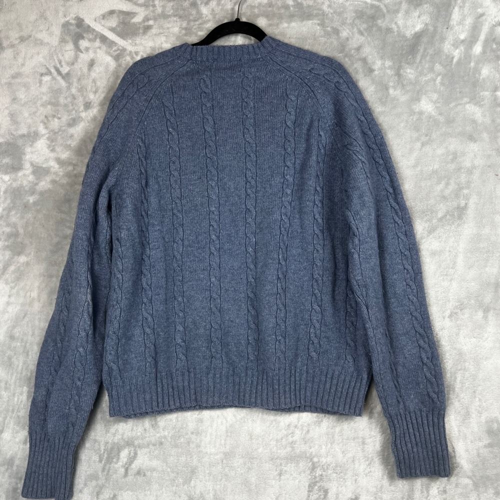 Brooks Brothers 346 Mens Cable Knit Sweater Blue Wool Nylon Blend Size XL - Picture 7 of 10